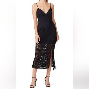 La Maison Talulah Closer To You Black Lace Midi Dress  L